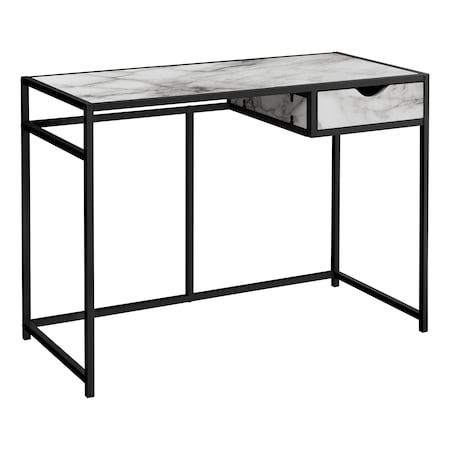 Monarch Specialties Computer Desk, Home Office, Laptop, Storage Drawer, 42"L, Work, Metal, White Marble Look, Black I 7571